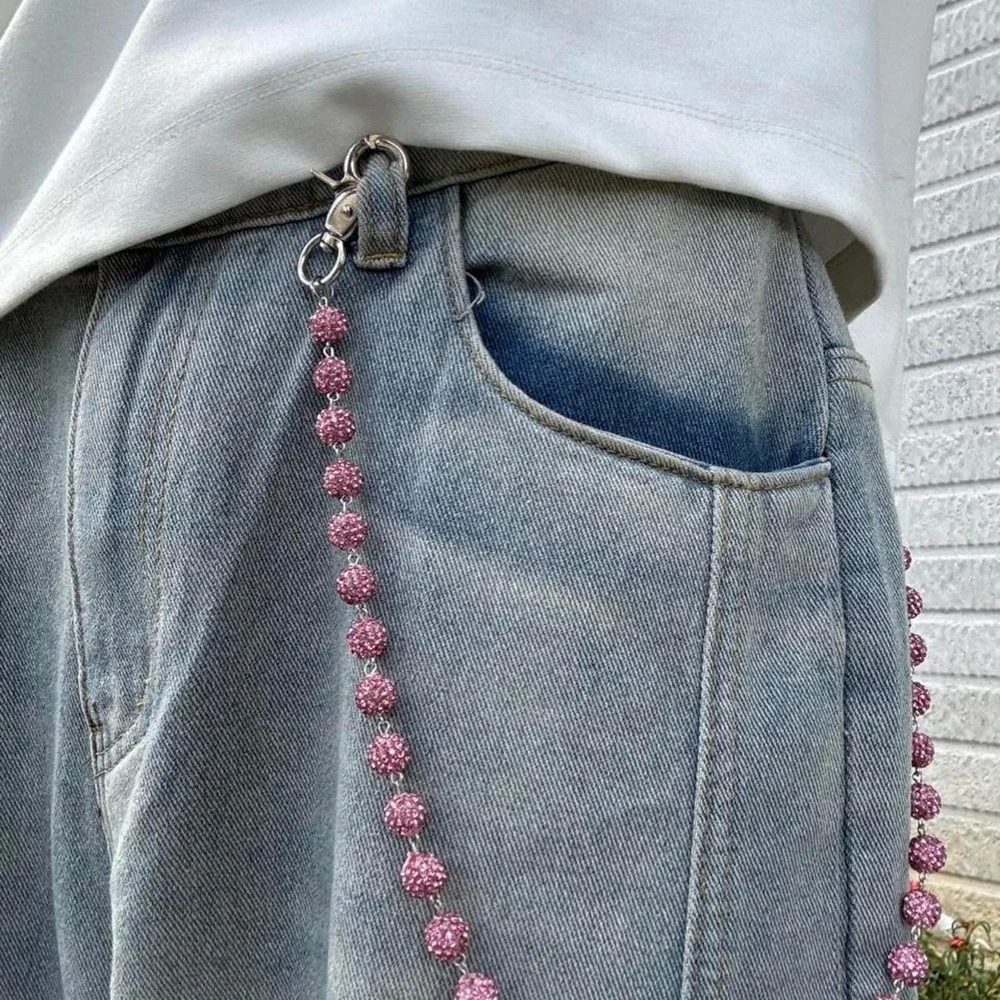 Pink Beaded Wallet Chain